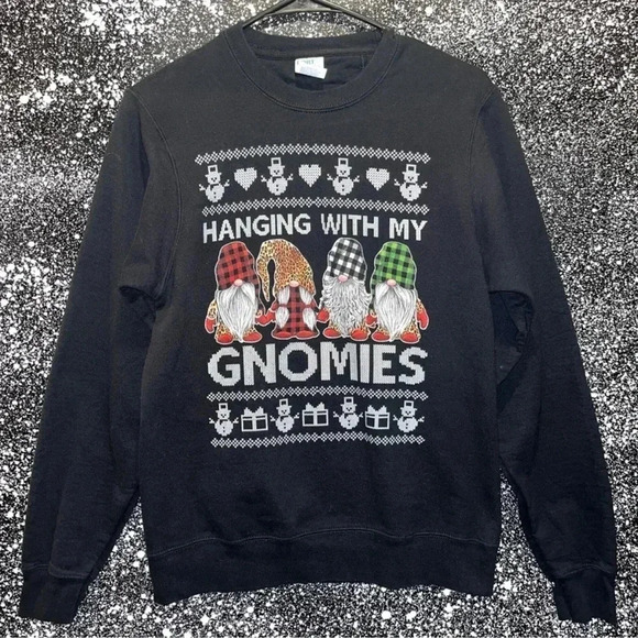 Port and Company Tops - “Hanging With My Gnomies” Christmas Sweatshirt Sz Small